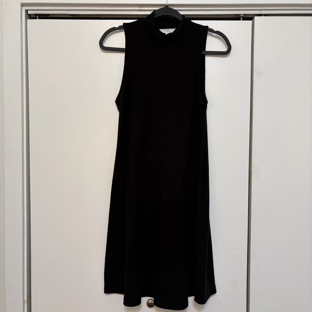 Time and Tru Black Sleeveless Mock Neck A-Line Mini Dress